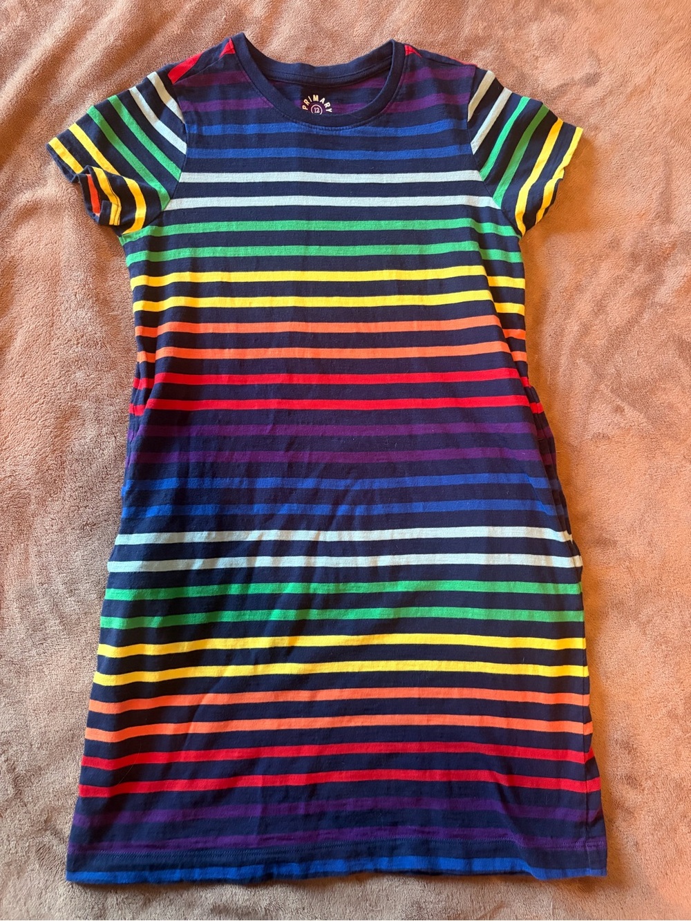 Primary Navy Rainbow Stripe T-Shirt Dress